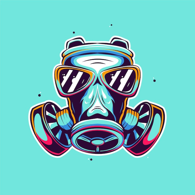 Gas face mask cartoon illustration