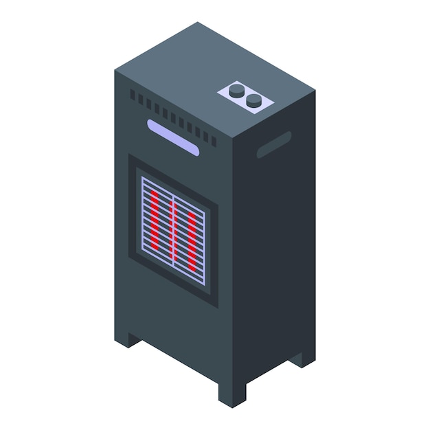 Gas heater icon isometric vector Worker pipe Man house