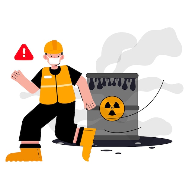 Vector gas leak work accident illustration