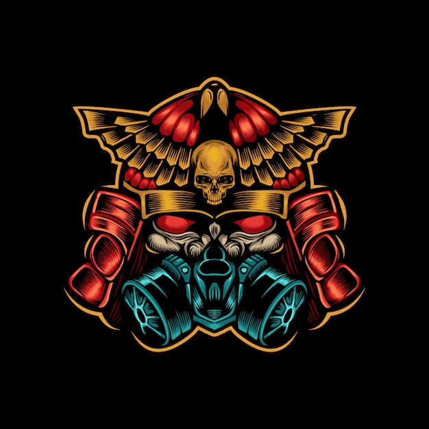 Vector gas mask samurai logo