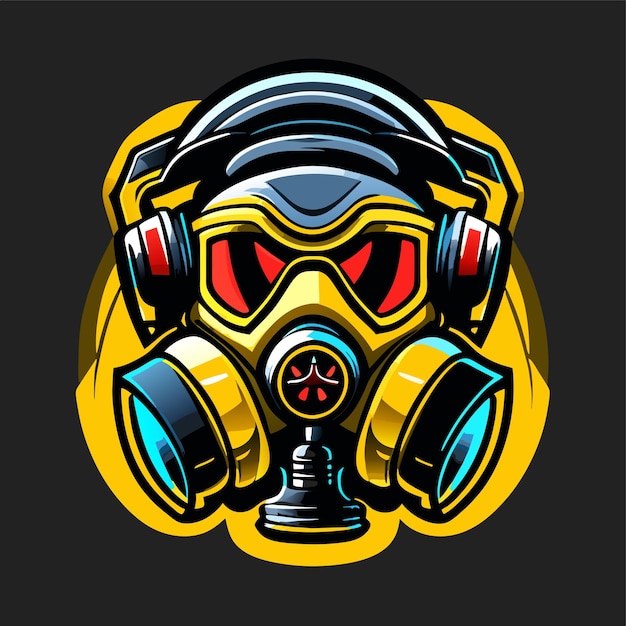 Gas mask sports mascot gaming logo