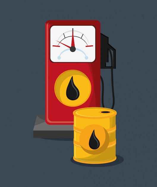 gas pump with petroleum oil related icons image 