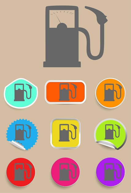 Gas station fuel pump black icon set