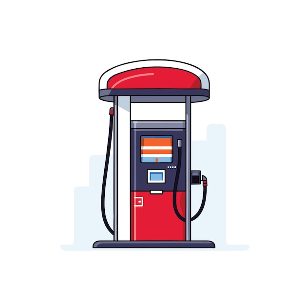 Gas Station Isolated on White Simple Minimalist Vector Art Illustration