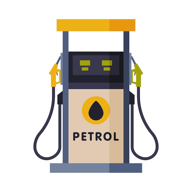 Газовый насос бензиновой и нефтяной промышленности Плоская векторная иллюстрация на белом фоне