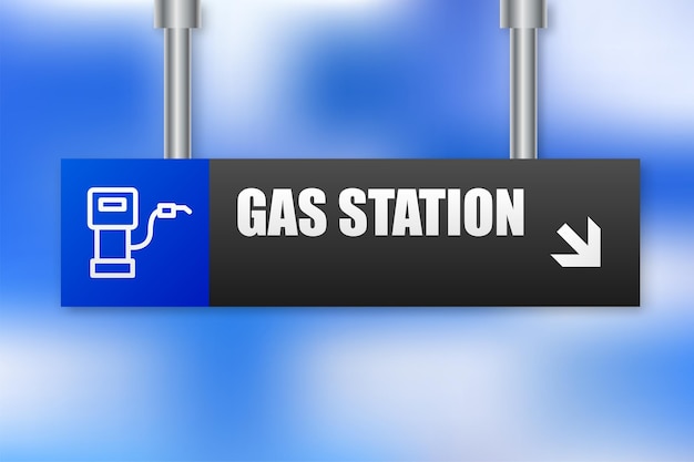 Gas station road sign Fuel Station pump Vector illustration