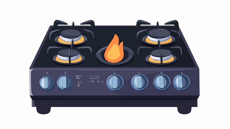 Vector gas stove vector illustration for kitchen designs on white background