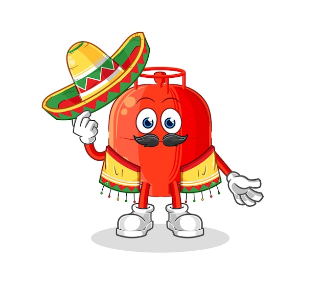 Gasfles Mexicaanse cultuur en vlag cartoon mascotte vector
