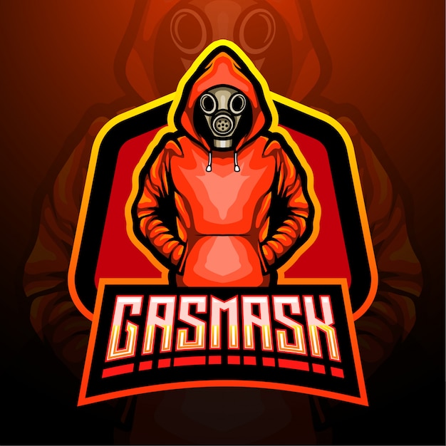 Gasmasker esport logo mascotte ontwerp