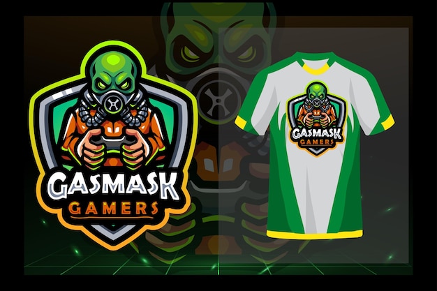 Gasmasker mascotte esport logo ontwerp