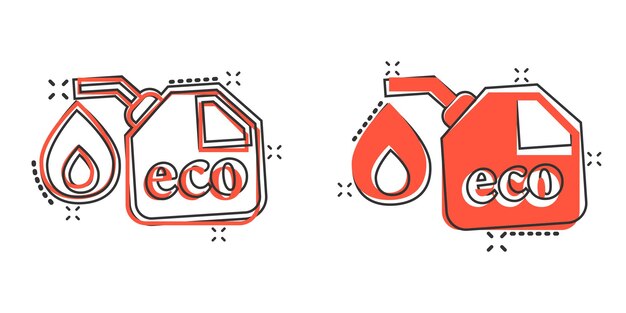 Icona della tanica di benzina in stile fumetto la benzina può cartone animato illustrazione vettoriale su sfondo bianco isolato concetto di business del segno dell'effetto splash del contenitore del carburante