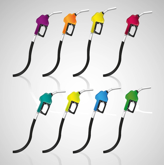 gasoline dispensers colors isolated on white