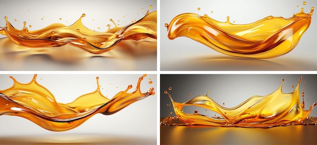 Vettore benzina increspata spruzzando spruzzo liscio velocità di flusso vitamina succosa trasparente bolle umide olio