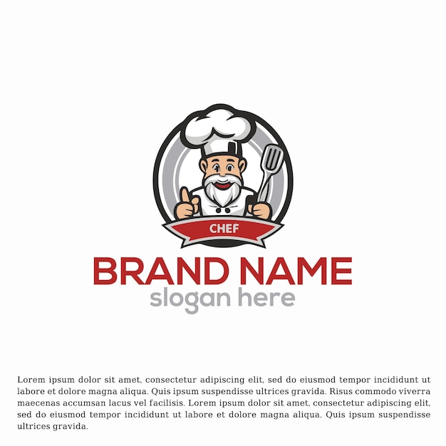 Vector gastronomic genius detailed chef logo idea