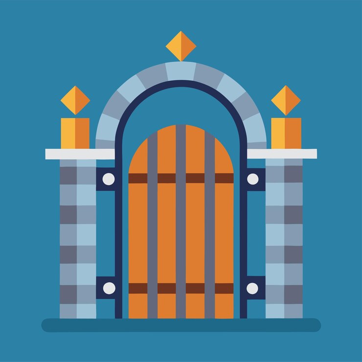 Vector gate icon flat clipart vector art and illustration