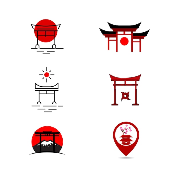 Ворота Японии вектор значок дизайн иллюстрации шаблон