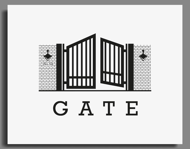 Vector gate open simple black logo template design vector