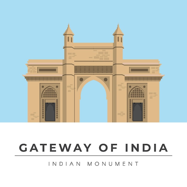 Vettore porta dell'india illustrazione vettoriale del monumento indiano