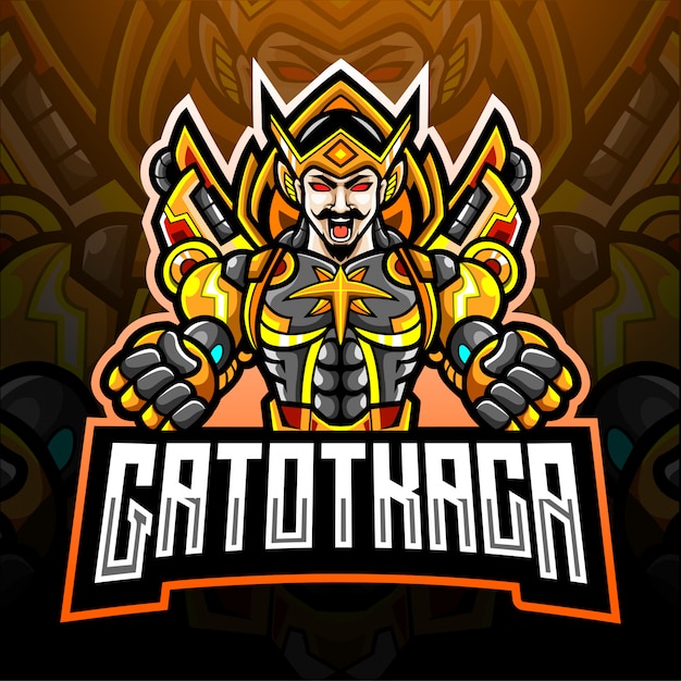 Vector gatot kaca esport logo mascot design