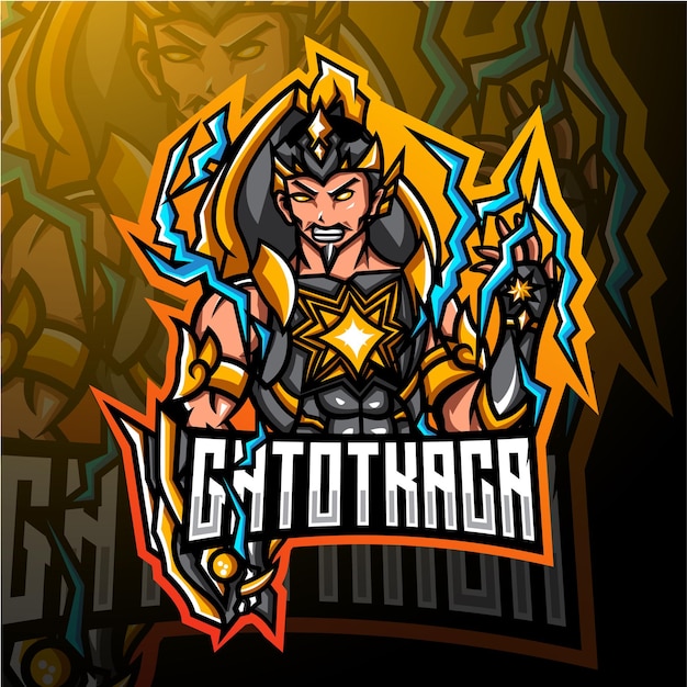 Vector gatotkaca esport mascot logo design