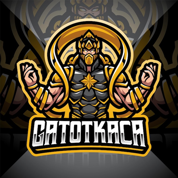 Gatotkaca esport mascotte logo ontwerp