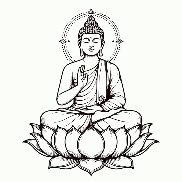 Vettore gautam buddha sitting vector illustration