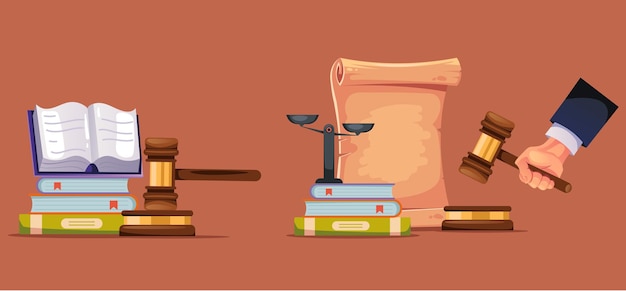 Gavel judge court hammer in hand judgment justice concept graphic design illustration