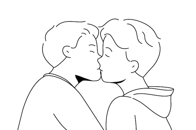 Gay couple kissing showing love