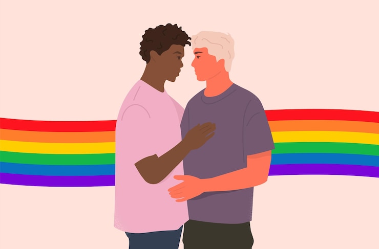 Vector 愛の同性愛者のカップル同性愛者の少年カップルが lgbt を抱き締める