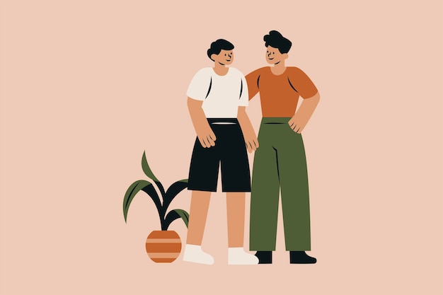 Gay Lovers Couple Vector Illustration