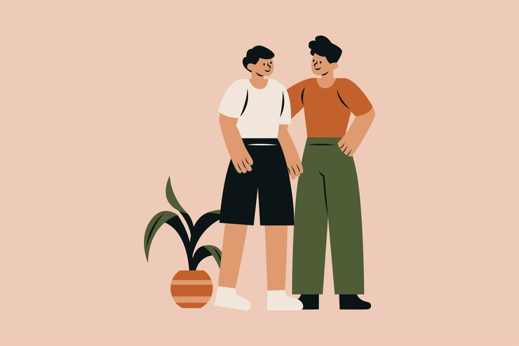 Gay Lovers Couple Vector Illustration