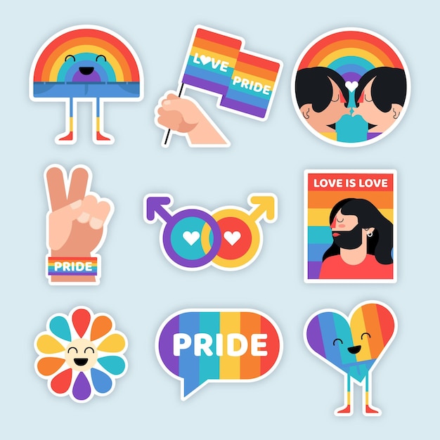 Vettore collezione di etichette del giorno dell'orgoglio gay