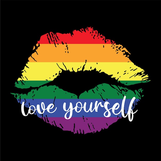 Vector gay pride flat in lip love yourself