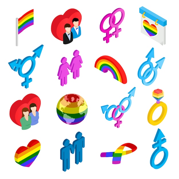 Gay pride isometrische 3d-pictogrammen