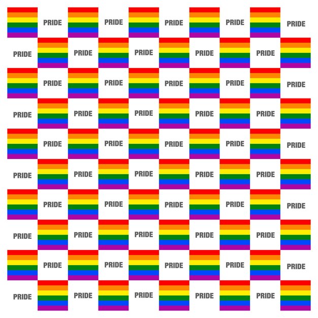 Vector gay pride logo checkered with 6 colors gay checkered background