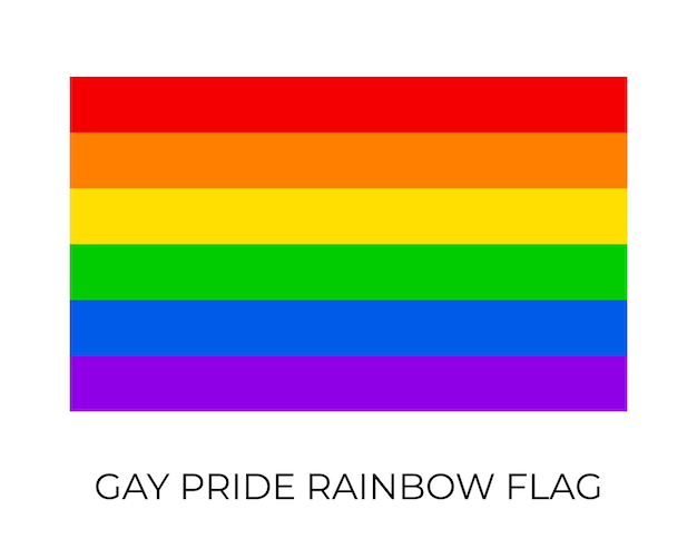 Vettore gay pride rainbow flag simbolo della comunità lgbt bandiera vettoriale identità sessuale modello facile da modificare per banner, segni, logo, ecc