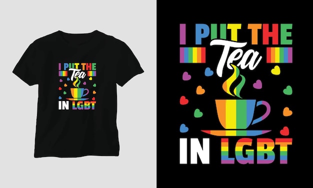 Gay t-shirt or poster design with LGBT flag, rainbow, etc.