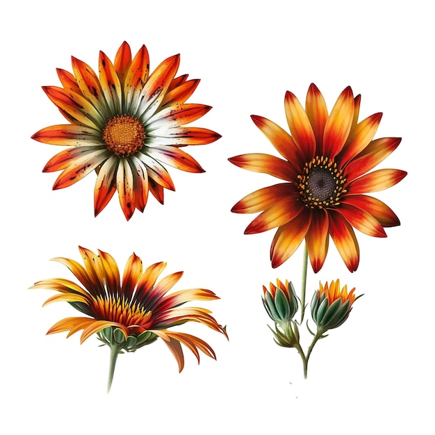 Gazania 수채화 물감 컬렉션