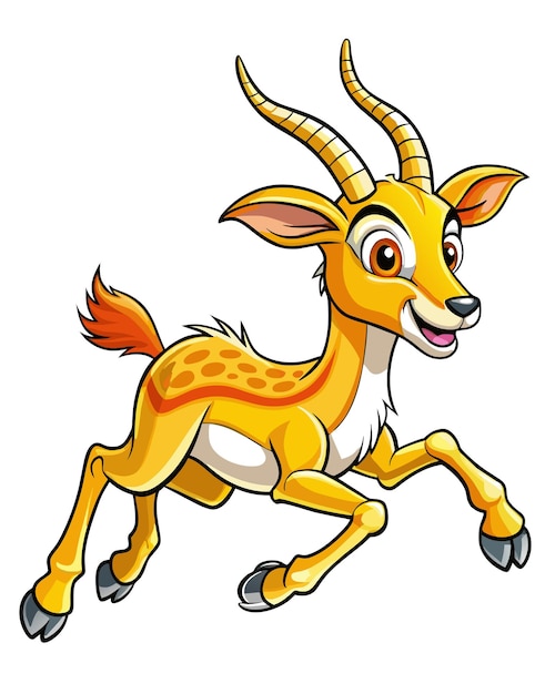 Gazelle 3D Cartoon Vector op witte achtergrond