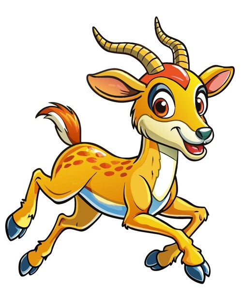 Gazelle 3D Cartoon Vector in White Background