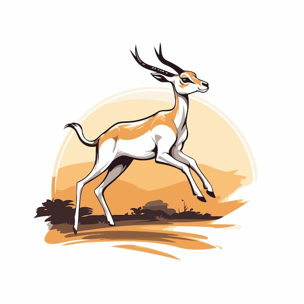 Gazelle African antelope Vector illustration on white background