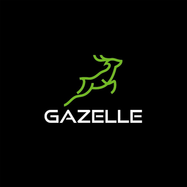 Gazelle antelope jump outline illustration logo