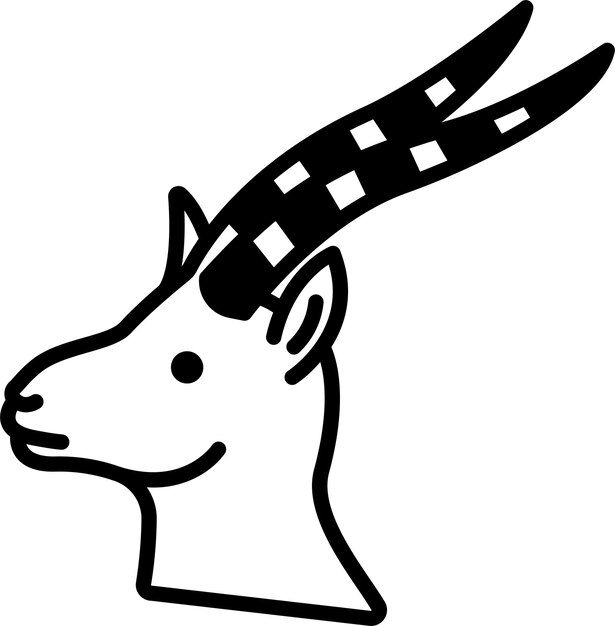 Vector gazelle face glyph and line vector illustration