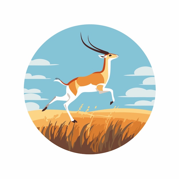 Vector gazelle in the field vector illustration in flat style