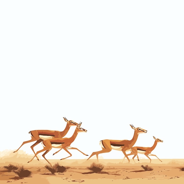 Vector gazelles running 1