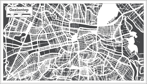 복고 스타일의 가지안테프 터키 도시 지도