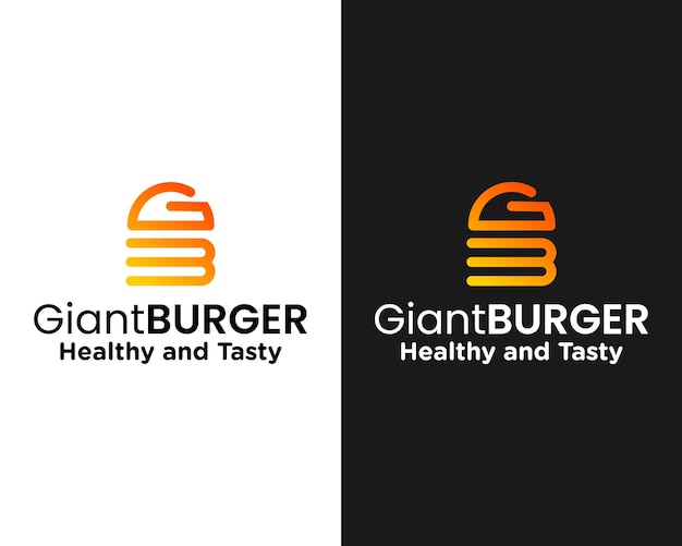 Gb 문자 모노그램 햄버거 레스토랑 로고 디자인