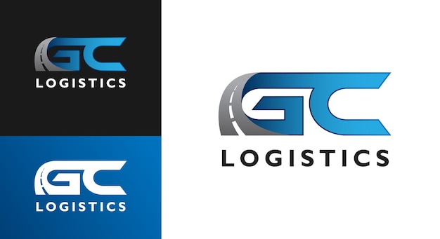 Vector gc letter logistics highway logo template