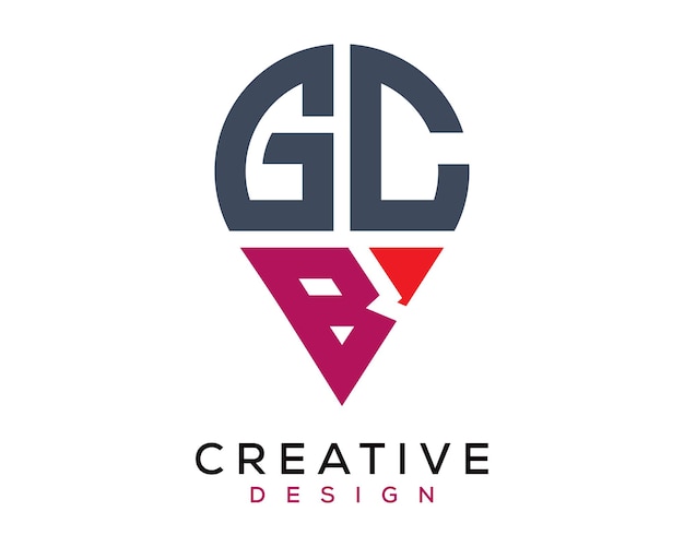 GCB 문자 위치 모양 로고 디자인