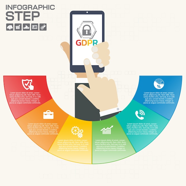 Vector gdpr concept infographic template.